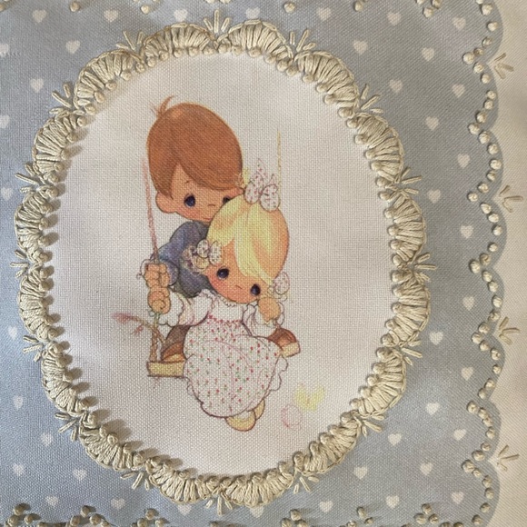 Vintage Decor Pillow Precious Moment Embroidered and lace trim12x 12” - Picture 2 of 8